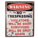 Clayre & Eef Text Sign 20x25 cm White Iron Warning