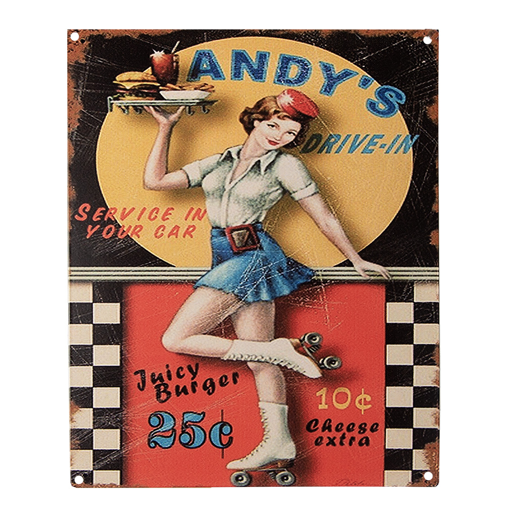 Clayre&Eef Tekstbord 20x25 cm Rood IJzer afbeelding