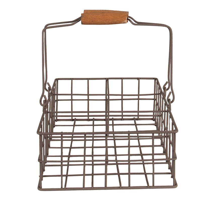 Clayre & Eef Storage Basket 34x19x8 cm Brown Iron Wood