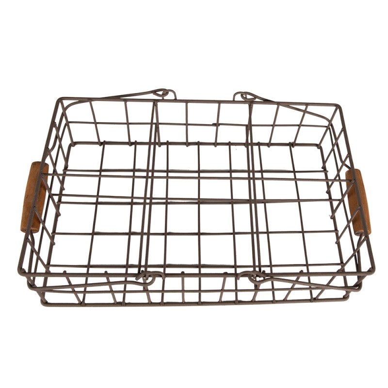 Clayre & Eef Storage Basket 34x19x8 cm Brown Iron Wood