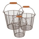 Clayre & Eef Basket set van 3 Ø 21 Ø 18 Ø 15 cm Brown Iron