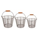 Clayre & Eef Panier set van 3 Ø 21 Ø 18 Ø 15 cm Marron Fer