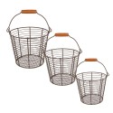 Clayre & Eef Panier set van 3 Ø 21 Ø 18 Ø 15 cm Marron Fer