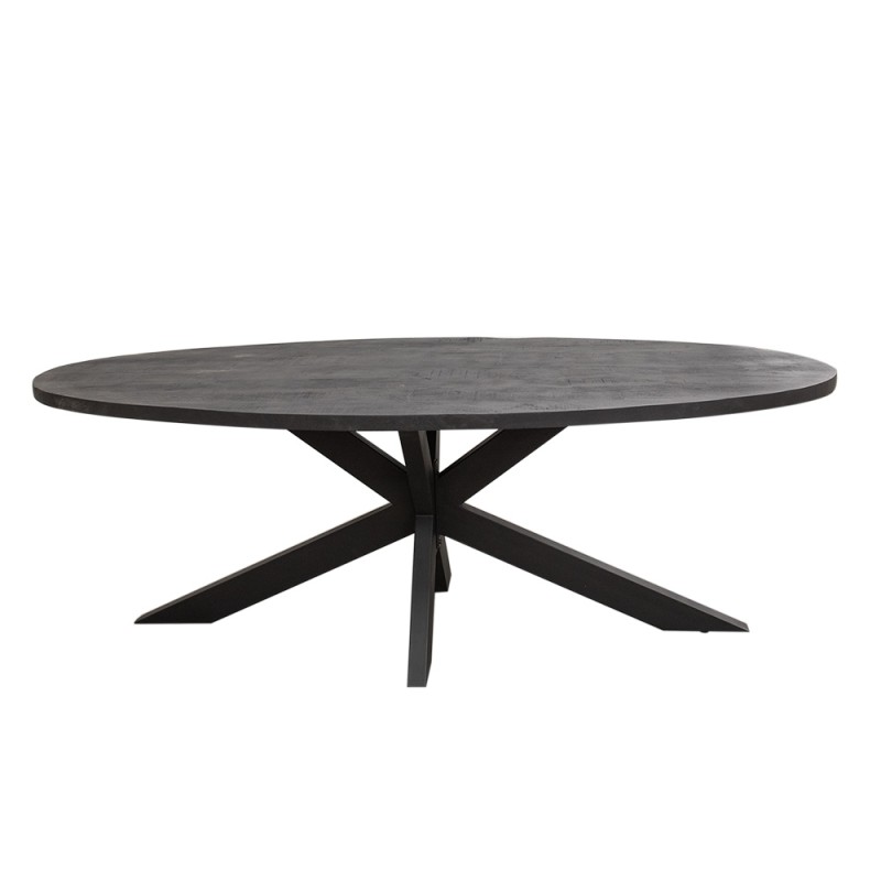 Clayre & Eef Dining Table 220x100x76 cm Black Wood Oval