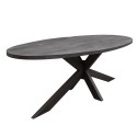 Clayre & Eef Table de salle à manger 220x100x76 cm Noir Bois Ovale