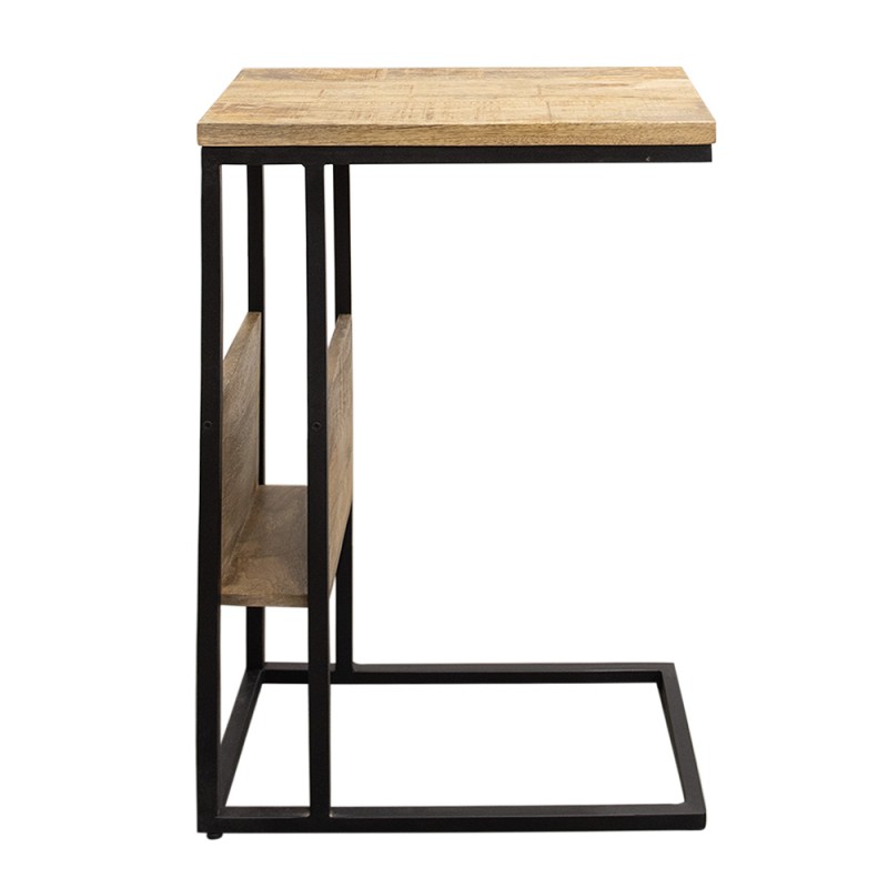 Clayre & Eef Side Table 40x25x60 cm Brown Black Wood Iron Rectangle