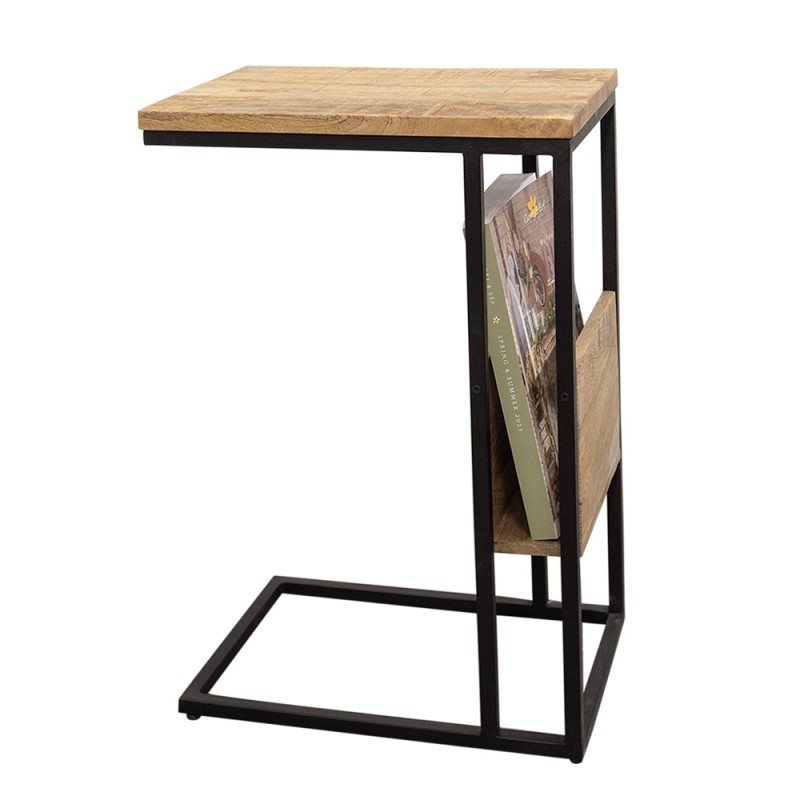 Clayre & Eef Table d'appoint 40x25x60 cm Marron Noir Bois Fer Rectangle