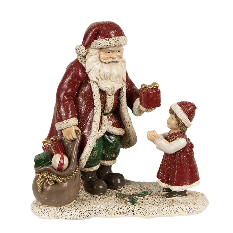 Clayre & Eef Figur Weihnachtsmann 14x9x14 cm Rot Polyresin