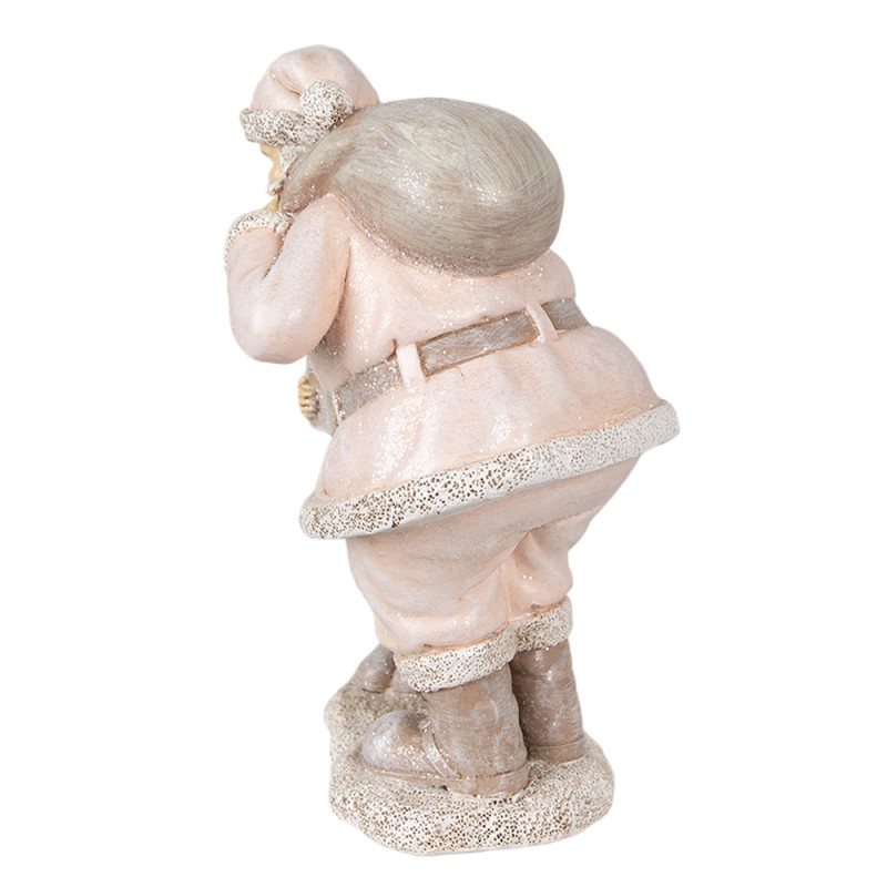 Clayre & Eef Figurine Santa Claus 13x11x18 cm Pink Polyresin