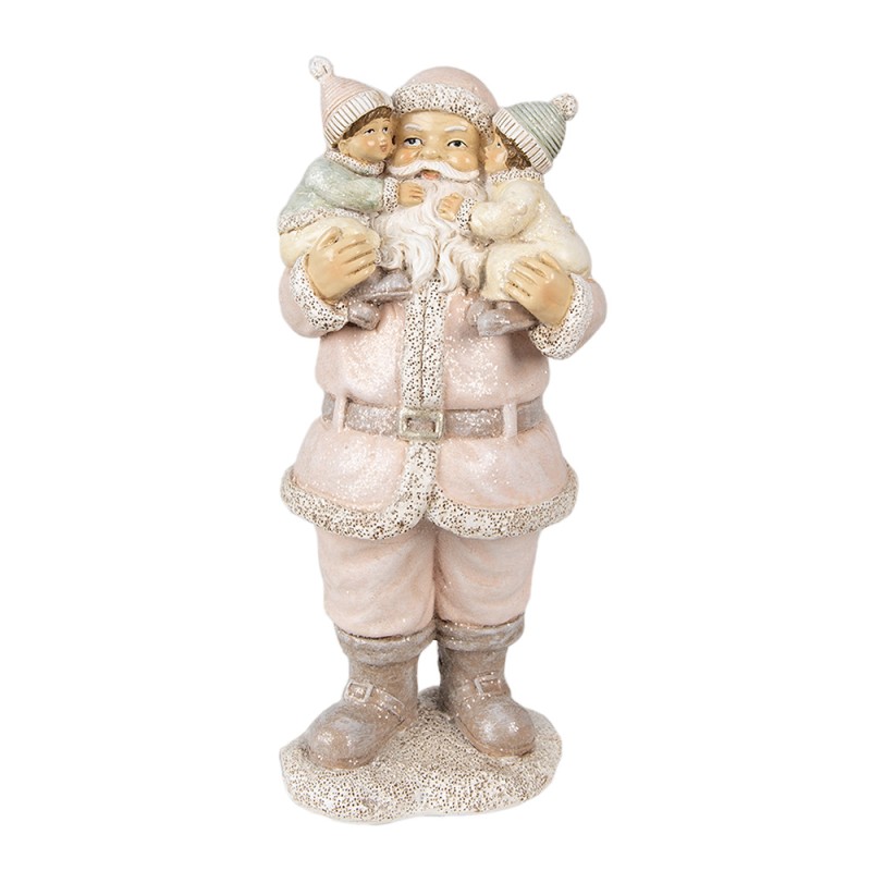 Clayre & Eef Figurine Santa Claus 10x8x21 cm Pink Polyresin