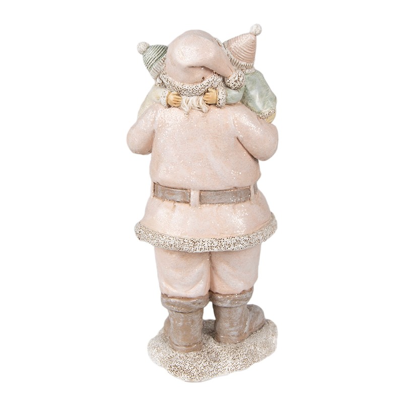 Clayre & Eef Figurine Santa Claus 10x8x21 cm Pink Polyresin
