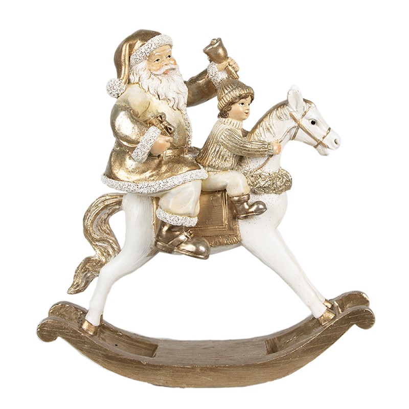 Clayre & Eef Figurine Santa Claus 21x8x21 cm Gold colored White Polyresin