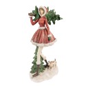 Clayre & Eef Figurine Girl 25x17x43 cm Red Green Polyresin