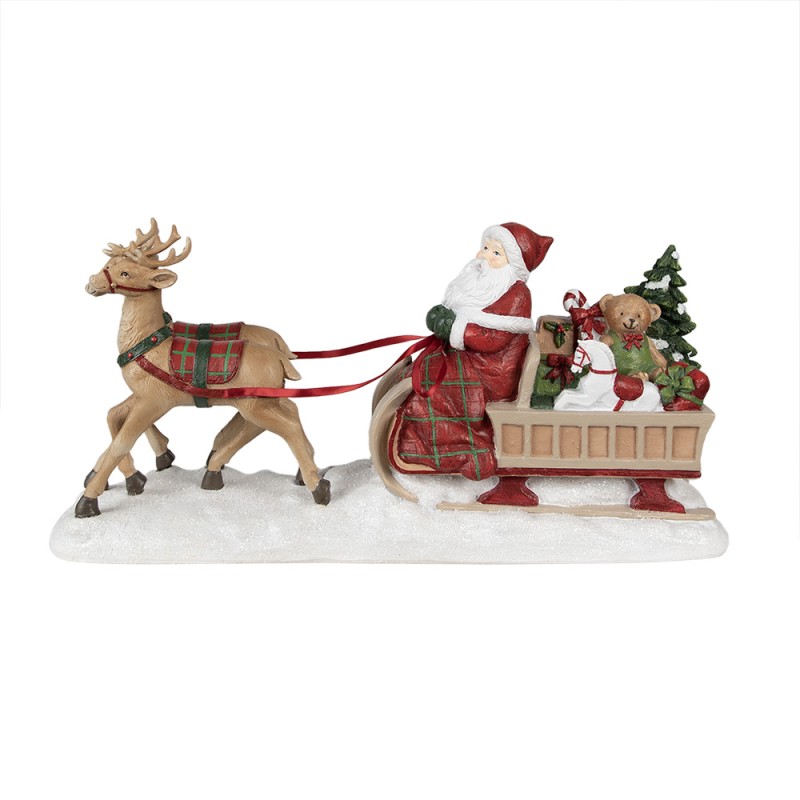 Clayre & Eef Weihnachtsmann Figur Schlitten 41x11x19 cm Rot Polyresin