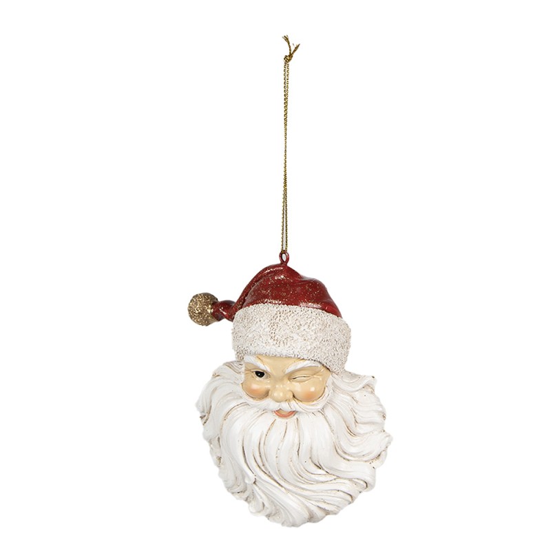 Clayre & Eef Christmas Ornament Santa Claus 8x5x12 cm White Polyresin
