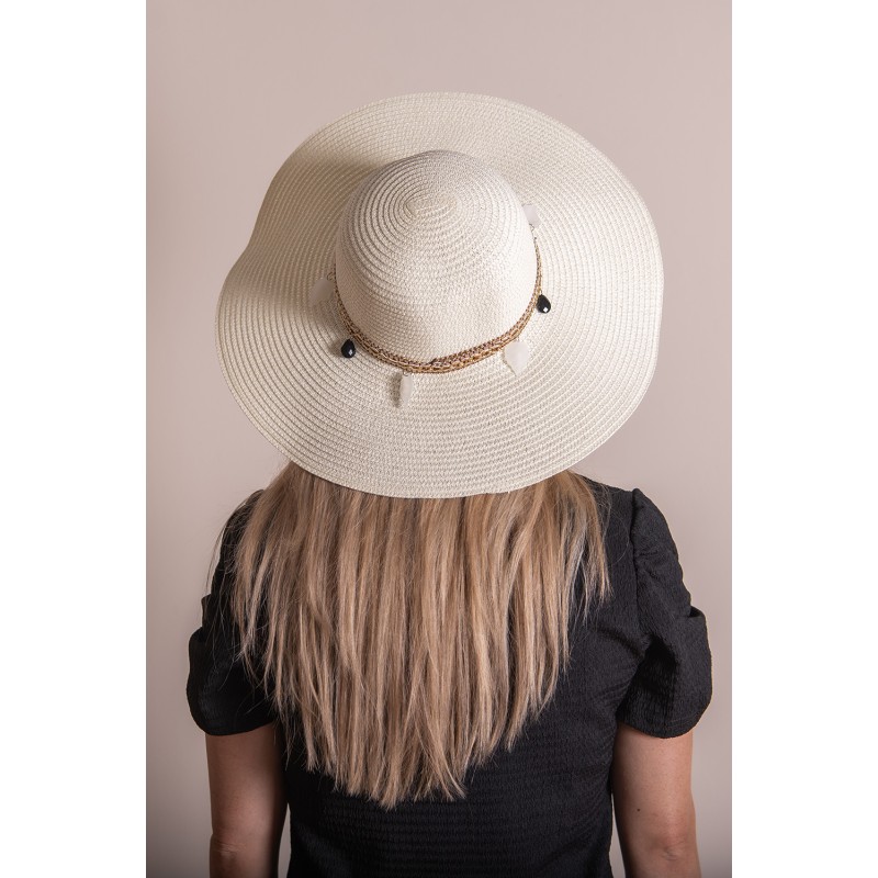 Juleeze Chapeau de femme Blanc Paille en papier