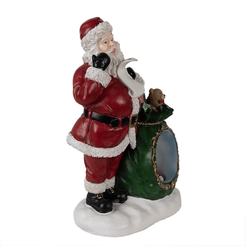 Clayre & Eef Music box Santa Claus 26x16x36 cm Red Polyresin