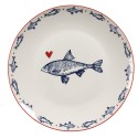 Clayre & Eef Breakfast Plate Ø 20 cm White Blue Porcelain Fishes