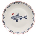 Clayre & Eef Assiette de petit déjeuner Ø 20 cm Blanc Bleu Porcelaine Poissons