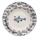 Clayre & Eef Assiette de petit déjeuner Ø 20 cm Blanc Bleu Porcelaine Poissons