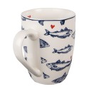 Clayre & Eef Mug 350 ml White Blue Porcelain Fishes