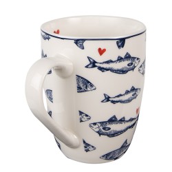 Clayre & Eef Mug 350 ml White Blue Porcelain Fishes
