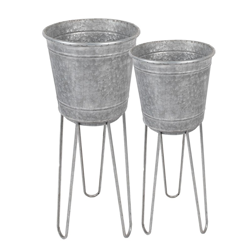 Clayre & Eef Porte-plante Ø 35 Ø 31 cm Gris Métal