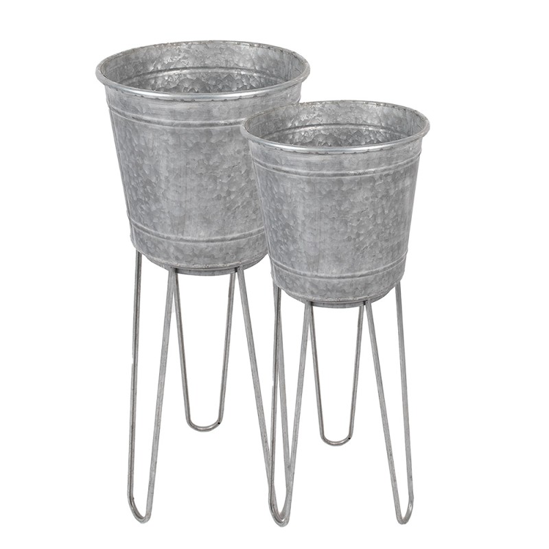 Clayre & Eef Plant Holder Ø 35 Ø 31 cm Grey Metal