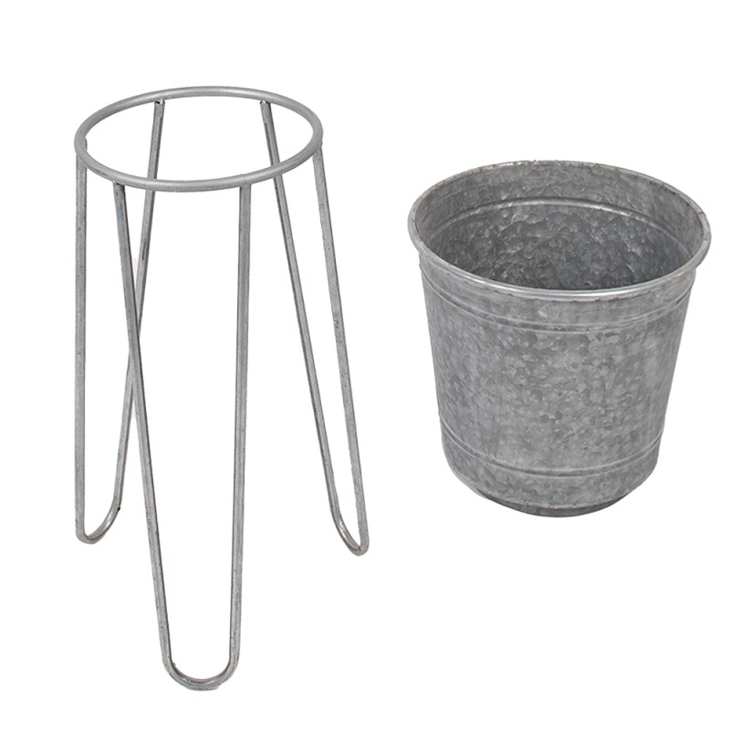 Clayre & Eef Porte-plante Ø 35 Ø 31 cm Gris Métal