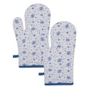 Clayre & Eef Set di 2 guanti da forno in cotone bianco e blu