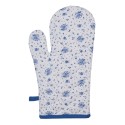 Clayre & Eef Set de 2 gants de cuisine en coton blanc et bleu