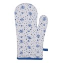 Clayre & Eef Set de 2 gants de cuisine en coton blanc et bleu