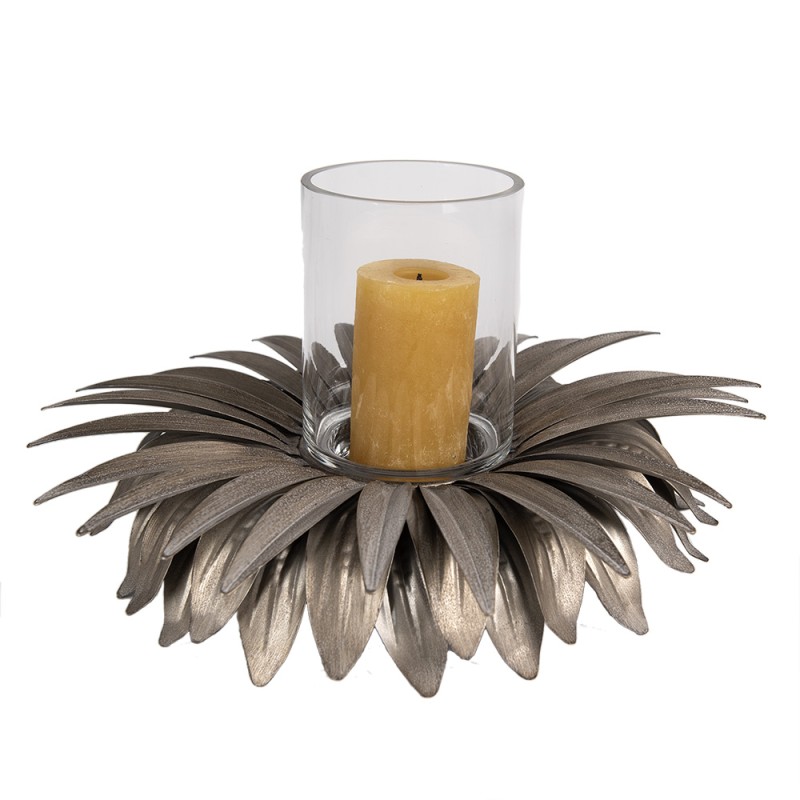 Clayre & Eef Teelichthalter Blume Ø 41x20 cm Goldfarbig Eisen Glas