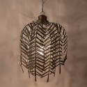 Clayre & Eef Pendant Lamp Ø 49x66 cm Gold colored Grey Iron Leaves