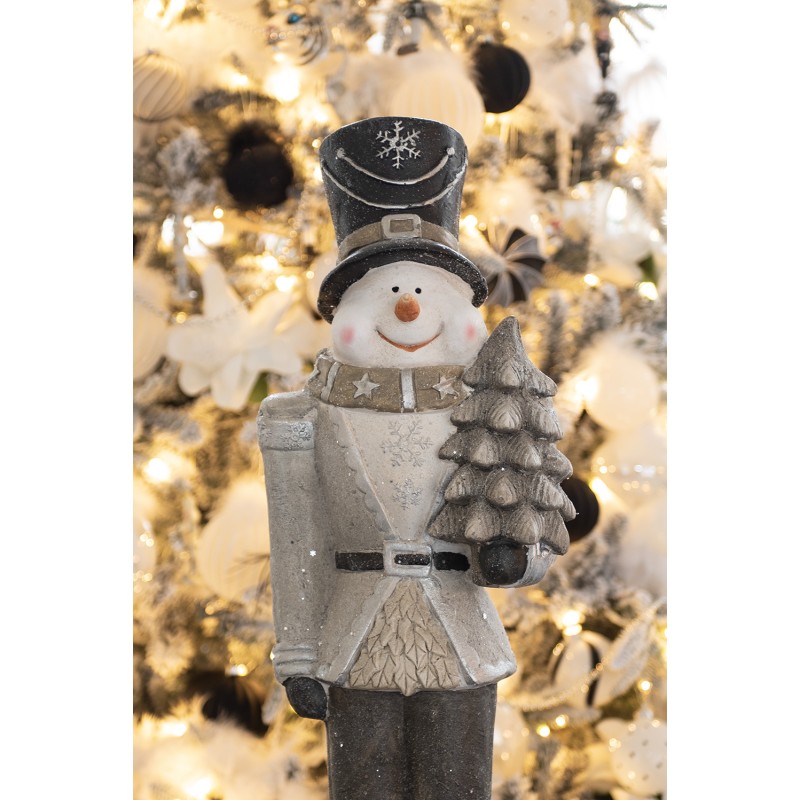 Clayre & Eef Figurine Bonhomme de neige 82 cm Couleur argent Polyrésine