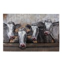 Clayre & Eef Peinture 120x7x80 cm Noir Blanc Fer Bois Rectangle Vaches