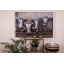 Clayre & Eef Painting 120x7x80 cm Black White Iron Wood Rectangle Cows