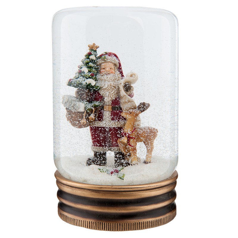 Clayre & Eef Snow Globe Santa Claus Ø 5x9 cm Red Glass Round