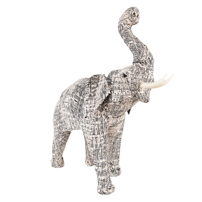 Clayre & Eef Statuetta Elefante 32 cm Bianco Nero Carta Ferro Tessuto