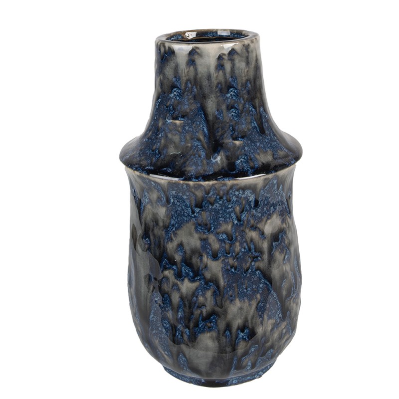 Clayre & Eef Vase Ø 13x25 cm Blau Keramik