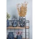 Clayre & Eef Pot de fleurs Visage 17x14x21 cm Bleu Céramique