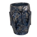 Clayre & Eef Planter Face 13x15x17 cm Blue Ceramic