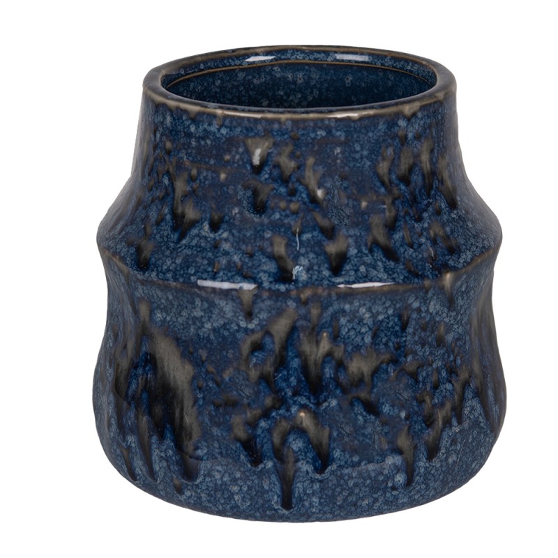 Clayre & Eef Blumentopf Ø 17x16 cm Blau Keramik
