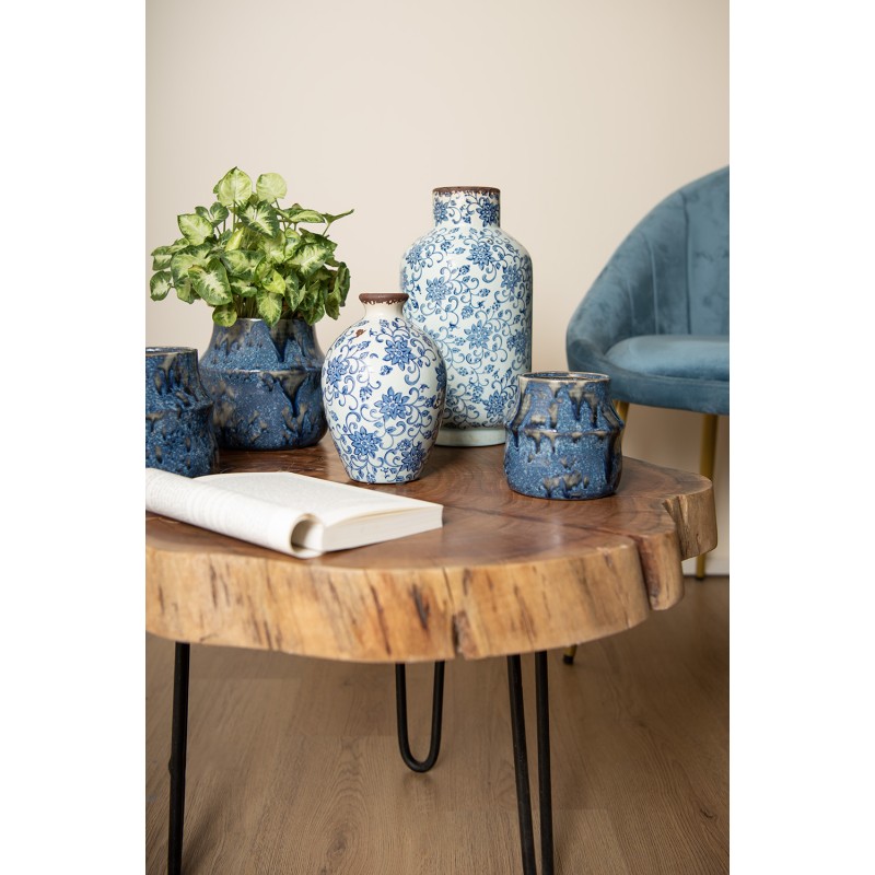 Clayre & Eef Pot de fleurs Ø 17x16 cm Bleu Céramique