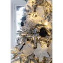 Clayre & Eef Boule de Noël set de 4 Ø 8 cm Blanc Noir Verre Rayures
