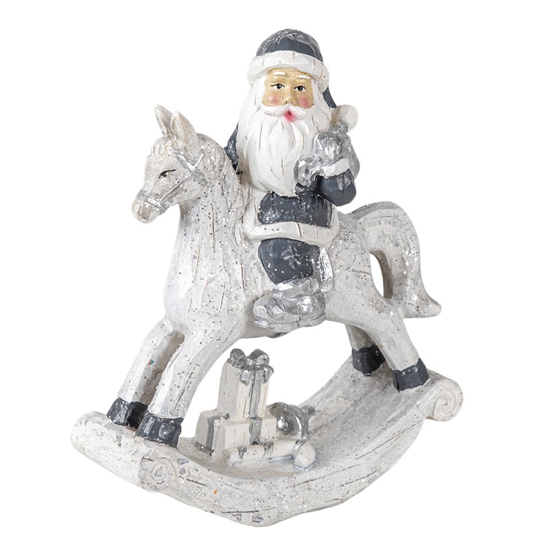 Clayre & Eef Figur Weihnachtsmann 13x6x17 cm Silberfarbig Polyresin