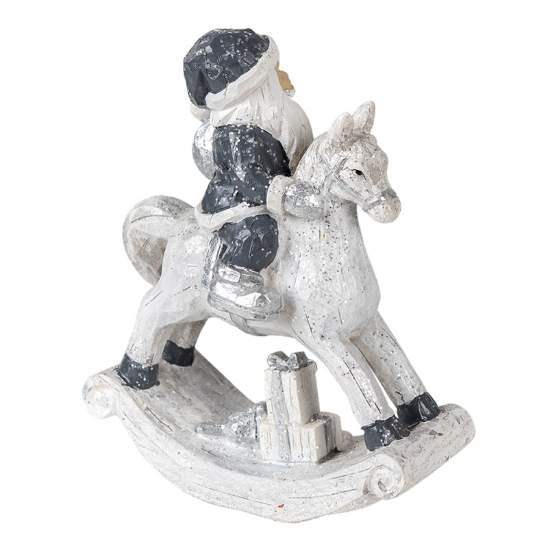Clayre & Eef Figurine Santa Claus 13x6x17 cm Silver colored Polyresin