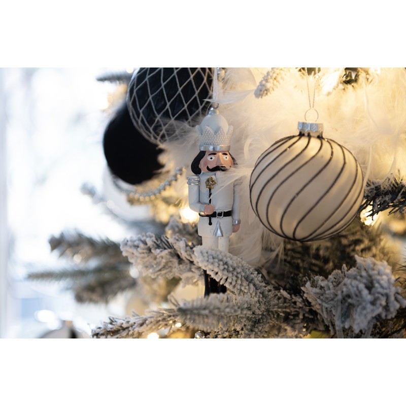 Clayre & Eef Weihnachtsanhänger Nussknacker 15 cm Weiß Kunststoff
