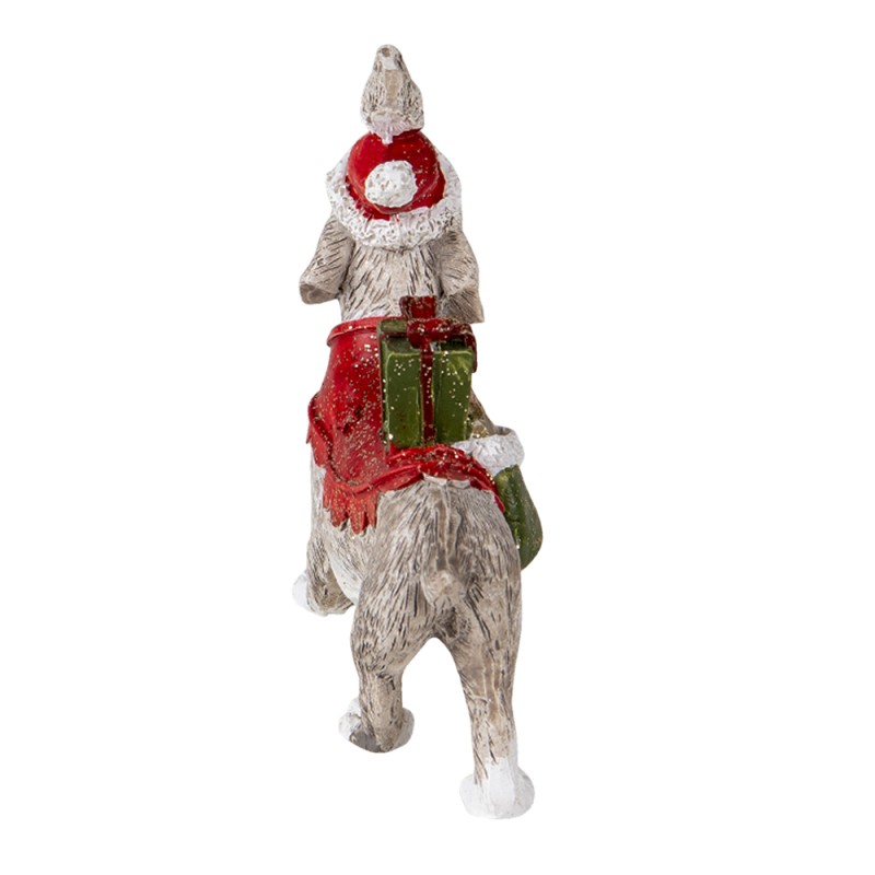 Clayre & Eef Figur Hund 9x3x8 cm Weiß Rot Polyresin