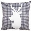 Clayre & Eef Cushion Cover 45x45 cm Grey White Polyester Square Reindeer